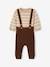 Ensemble bébé pull rayé et pantalon à bretelles en tricot torsadé chocolat 2 - vertbaudet enfant 