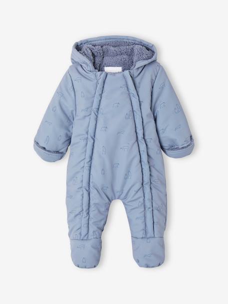 Combi-pilote imprimée ours bébé doublée sherpa ouverture double-zip bleu 1 - vertbaudet enfant 