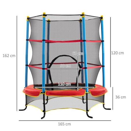 Trampoline de jardin enfant - HOMCOM - Ø 165 cm - Rouge BLANC 3 - vertbaudet enfant 