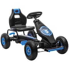 Jouet-Kart à pédales enfant Go kart Formule 1 Racing Super Power 5 aileron avant pneus gonflables caoutchouc noir bleu
