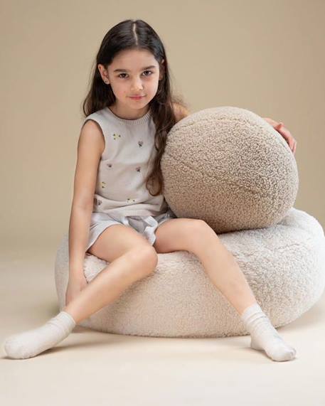 Pouf enfant rond bouclette OTTOMAN CREAM WHITE BLANC 4 - vertbaudet enfant 