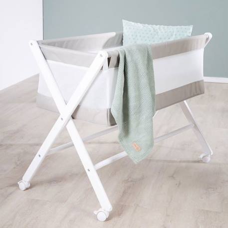 Berceau Cododo Pliable 90 x 45 ROBA en Toile et Maille + Matelas et Roulettes à Freins - Gris / Blanc GRIS 5 - vertbaudet enfant 