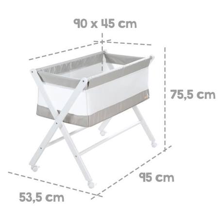 Berceau Cododo Pliable 90 x 45 ROBA en Toile et Maille + Matelas et Roulettes à Freins - Gris / Blanc GRIS 2 - vertbaudet enfant 