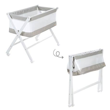 Berceau Cododo Pliable 90 x 45 ROBA en Toile et Maille + Matelas et Roulettes à Freins - Gris / Blanc GRIS 4 - vertbaudet enfant 