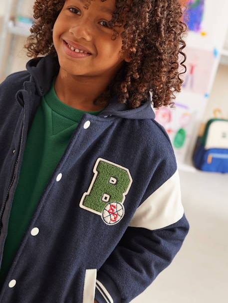 Blouson teddy à capuche amovible garçon marine 3 - vertbaudet enfant 