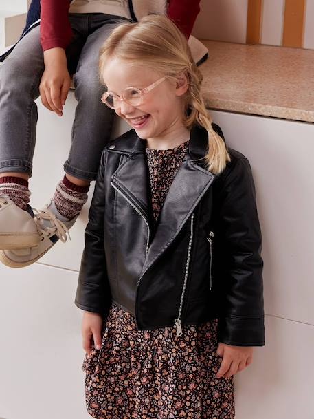 Veste fille effet cuir noir 2 - vertbaudet enfant 