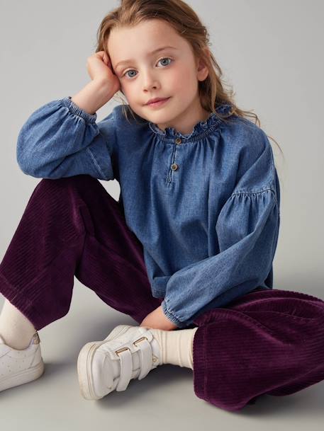 Blouse en denim léger fille bleu moyen 4 - vertbaudet enfant 