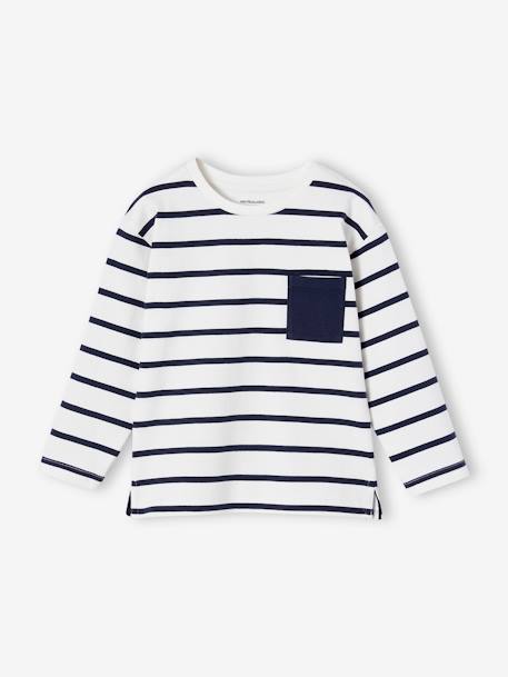 T-shirt rayé garçon personnalisable bleu canard+écru 6 - vertbaudet enfant 