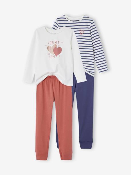 Fille-Lot 2 de pyjamas coeurs fille