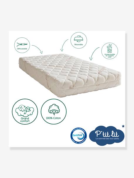 Matelas Coton Bio déhoussable 60x120 cm P'TIT LIT blanc 3 - vertbaudet enfant 