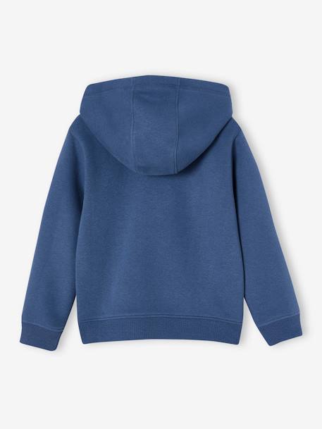 Sweat zippé à capuche sport BASICS garçon blanc chiné+BLEU FONCE UNI AVEC DECOR+MARRON MOYEN UNI AVEC DECOR+noir+vert sapin 5 - vertbaudet enfant 