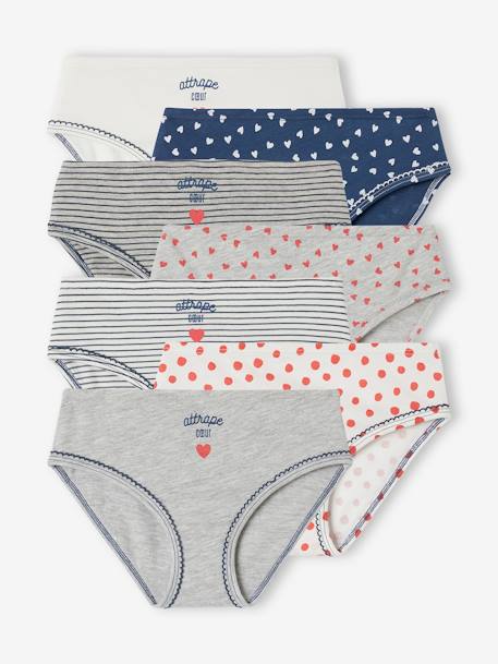 Lot de 7 culottes coeur fille marine 1 - vertbaudet enfant 