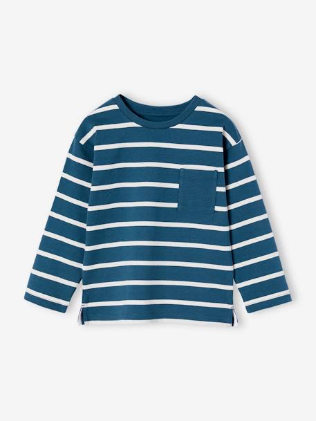 T-shirt rayé garçon personnalisable bleu canard+écru 1 - vertbaudet enfant 