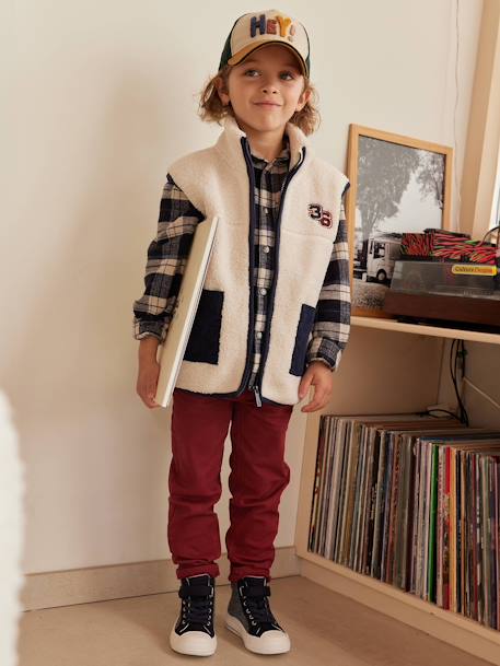 Chemise à carreaux en flanelle garçon bleu ardoise+bleu nuit+carreaux blanc 10 - vertbaudet enfant 