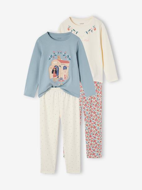 Lot 2 pyjamas Gipsy fille lot bleu glacier/écru 1 - vertbaudet enfant 