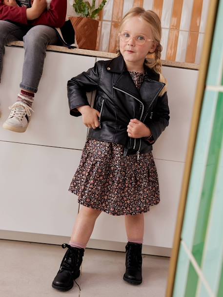 Veste fille effet cuir noir 1 - vertbaudet enfant 