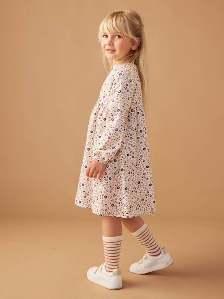 Robe motif all over ouverture boutonnée devant écru+indigo+marine+vanille+vert sauge+vieux rose 6 - vertbaudet enfant 