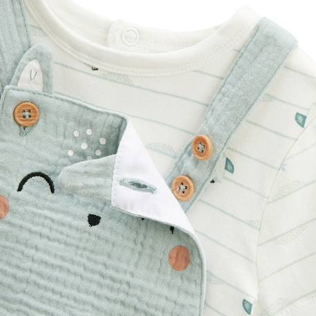 Ensemble salopette bébé en gaze de coton et t-shirt Kimi BLEU 3 - vertbaudet enfant 