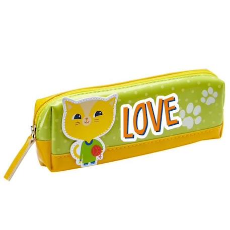 Garçon-Accessoires-Cartable, trousse-Trousse enfant - DRAEGER PARIS - Love - Jaune - Plastique - 19 x 6 x 3,5 cm