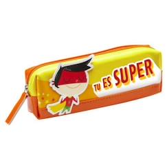 Trousse enfant garçon Tu es super - Orange / Jaune - 19 x 6 x 3,5 cm  - vertbaudet enfant