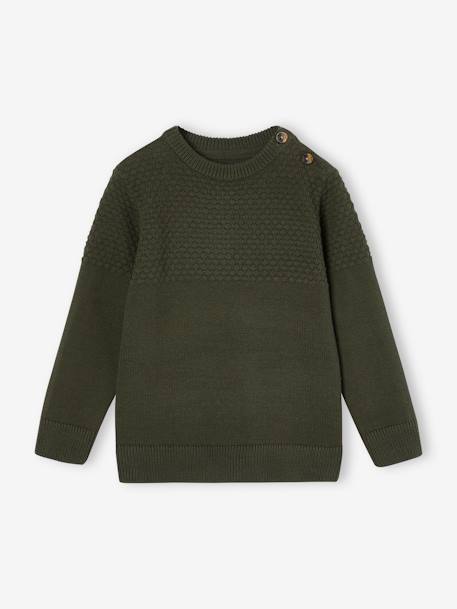 Pull maille fantaisie garçon bleu nuit+vert 4 - vertbaudet enfant 