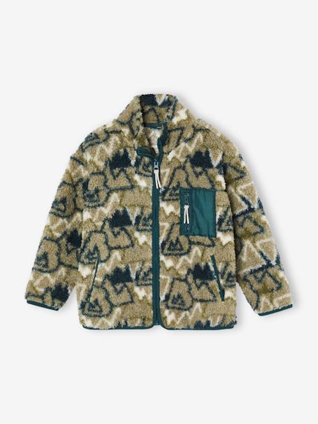 Sweat zippé garçon en polaire camouflage vert sauge 2 - vertbaudet enfant 