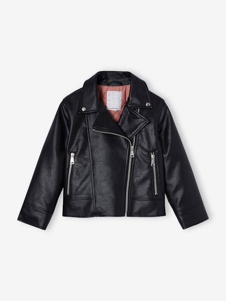 Veste fille effet cuir noir 3 - vertbaudet enfant 