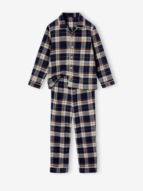 Pyjama à carreaux en flanelle garçon BLEU FONCE CARREAUX 4 - vertbaudet enfant 