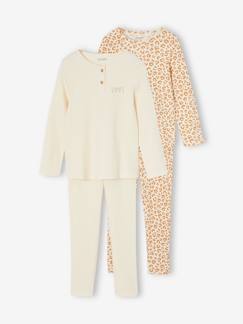 -Lot de 2 pyjamas en côtes fille