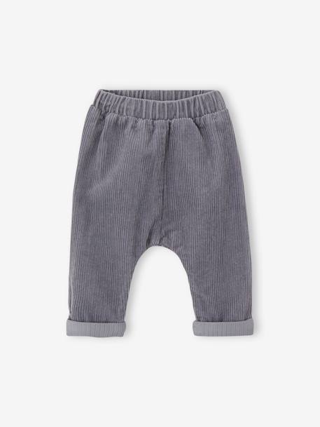 Pantalon en velours côtelé bébé bleu ardoise 1 - vertbaudet enfant 