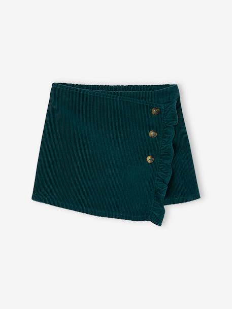 Jupe-short en velours côtelé fille effet portefeuille bleu canard+rose+vert anglais 11 - vertbaudet enfant 