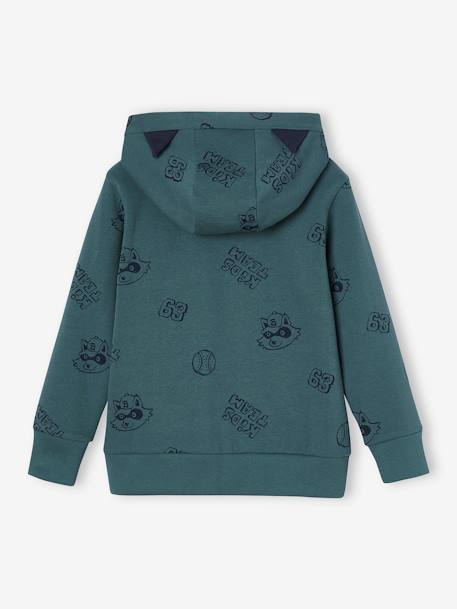 Sweat zippé capuche à oreilles sport garçon vert d'eau 3 - vertbaudet enfant 