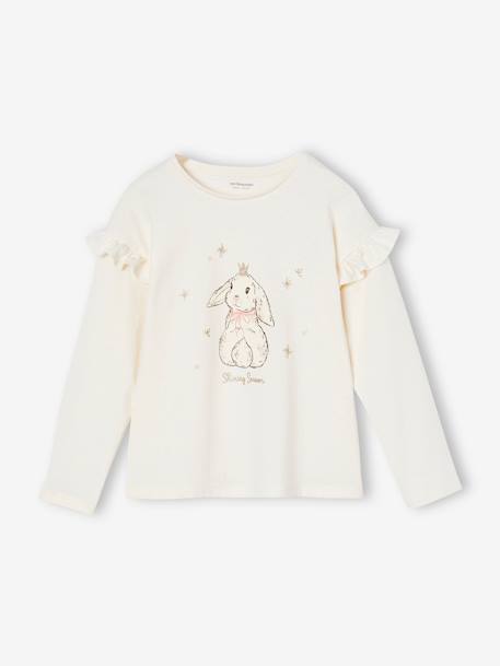 T-shirt de Noël lapin détails pailletés fille écru 1 - vertbaudet enfant 