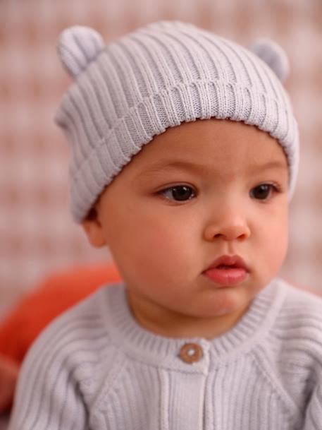 Ensemble bébé combinaison en tricot et bonnet à oreilles assorti bleu pâle 8 - vertbaudet enfant 