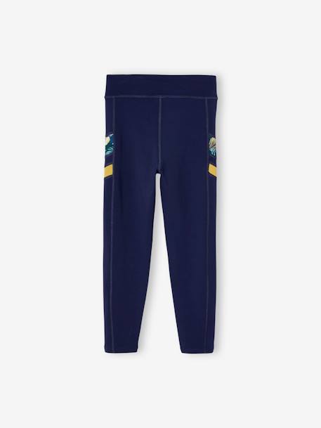 Legging sport matière technique fille bandes côtés fantaisie bleu nuit 2 - vertbaudet enfant 