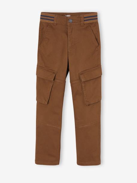 Pantalon cargo droit MorphologiK garçon tour de hanches fin bleu nuit+bronze 8 - vertbaudet enfant 