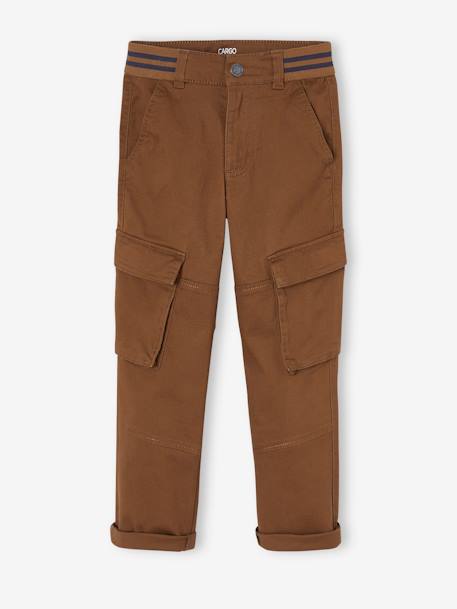 Pantalon cargo droit MorphologiK garçon tour de hanches fin bleu nuit+bronze 9 - vertbaudet enfant 