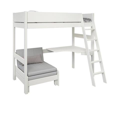 Lit mezzanine avec bureau et rangements en pin blanc 90x190 Colette BLANC 4 - vertbaudet enfant 