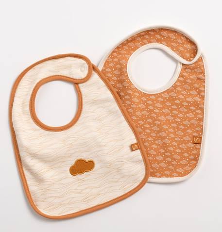 Bavoirs en coton beige et caramel lot de 2 Orsino BEIGE 1 - vertbaudet enfant 