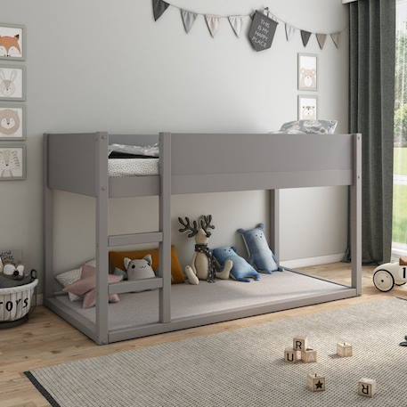 Lit mi-hauteur réversible en pin gris 90x200 Charlie GRIS 1 - vertbaudet enfant 