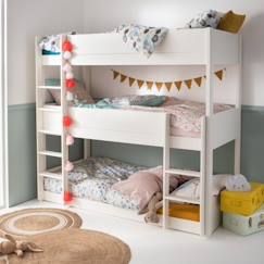 Chambre et rangement-Chambre-Lit bébé, lit enfant-Lit combiné, surélevé, superposé-Lit superposé triple en pin blanc 90x200 Leopold