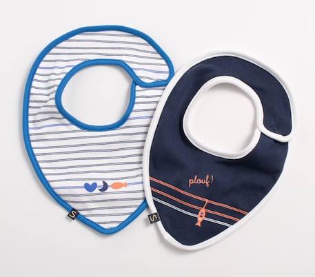 Bavoirs en coton marinière lot de 2 Baby Sailor BLEU 1 - vertbaudet enfant 