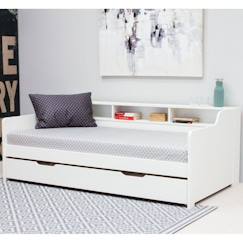 Chambre et rangement-Lit avec lit gigogne en pin blanc 90x200 Arthur