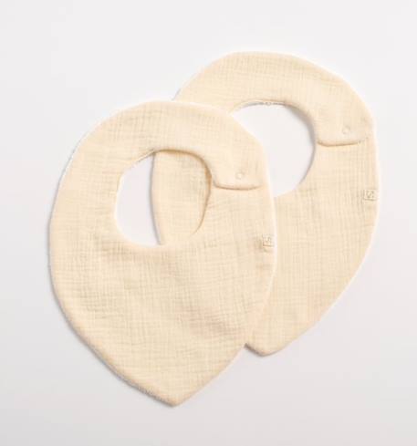 Bavoirs en gaze de coton écru lot de 2 Les Unis BEIGE 1 - vertbaudet enfant 