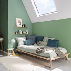 Chambre et rangement-Literie-Sommier-Lit plateforme avec futon en hêtre naturel 90x200 Yumi