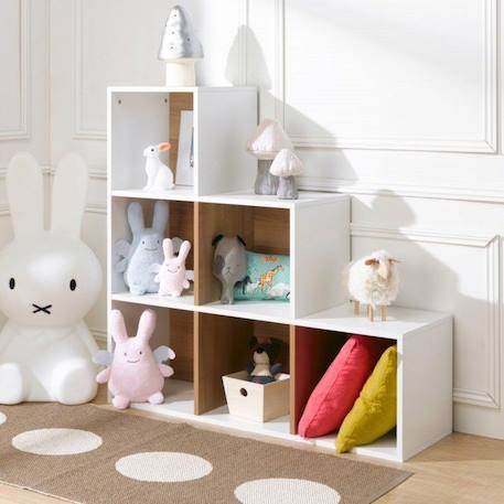 6 cases de rangement effet bois en escalier blanc Tom & Apolline BLANC 1 - vertbaudet enfant 