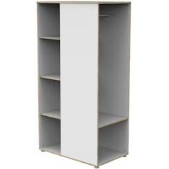 Chambre et rangement-Chambre-Armoire, portant-Meuble de rangement enfant - En bois blanc et chant bois - Avec étagères et penderie - Babyprice First