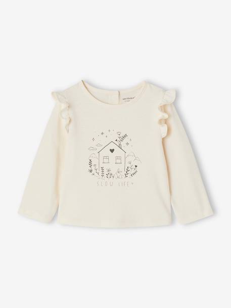 T-shirt à volants imprimé bébé écru 1 - vertbaudet enfant 