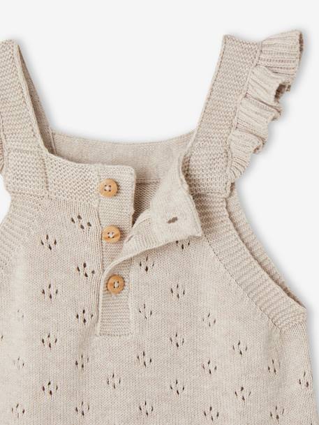 Salopette en tricot bébé bretelles à volants beige chiné 3 - vertbaudet enfant 