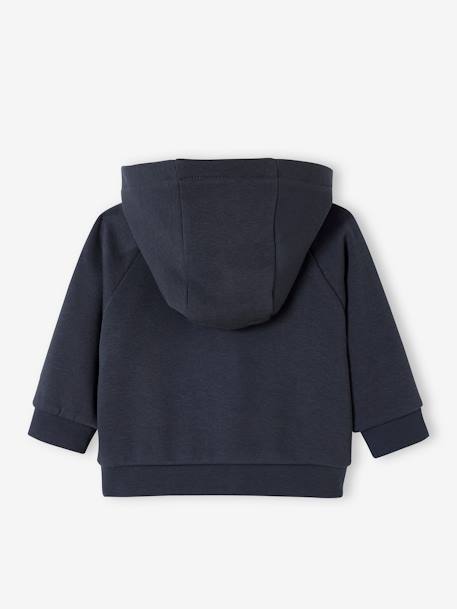 Sweat  zippé à capuche bébé bleu ardoise+noix de pécan 2 - vertbaudet enfant 